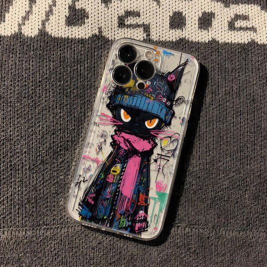 Oil Painting Little Black Cat